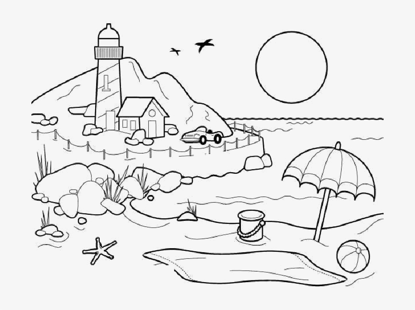 Jpg Free Stock Nature Printable Coloring Pages - Outline Picture Of Natural Scenery, transparent png #5022145
