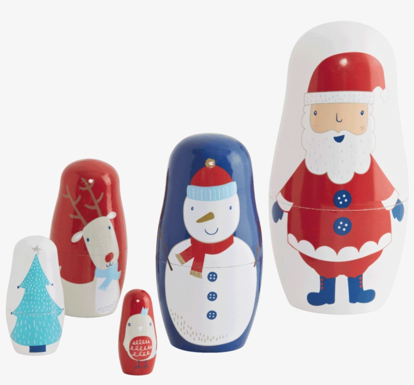 Set Of 3 Christmas Russian Dolls - Christmas Russian Dolls, transparent png #5022600