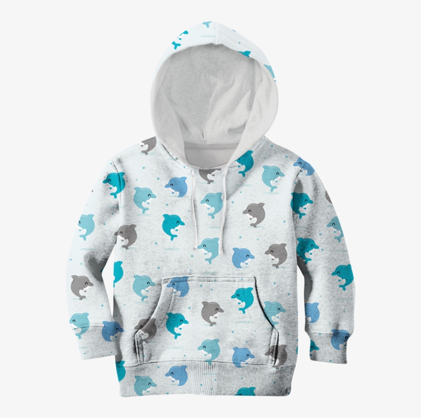 3d Happy Dolphins Full Print Hoodie T Shirt - Hoodie, transparent png #5024779