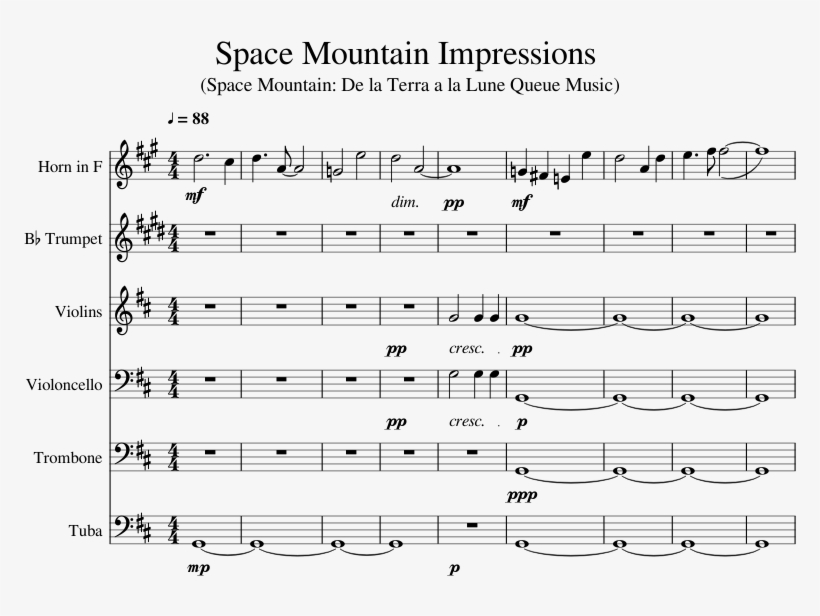 Space Mountain Impressions Sheet Music For French Horn, - Say John Mayer Music, transparent png #5025085