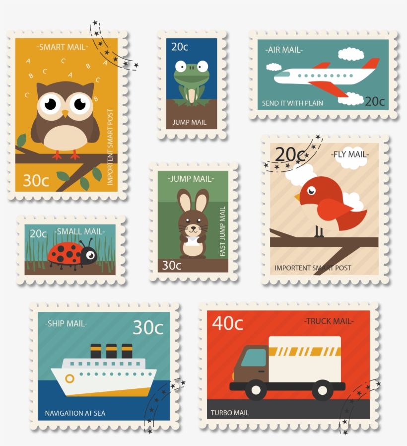 Paper Mail Travel With Animals Transprent Png - Post Stamps Clipart Travel, transparent png #5026030