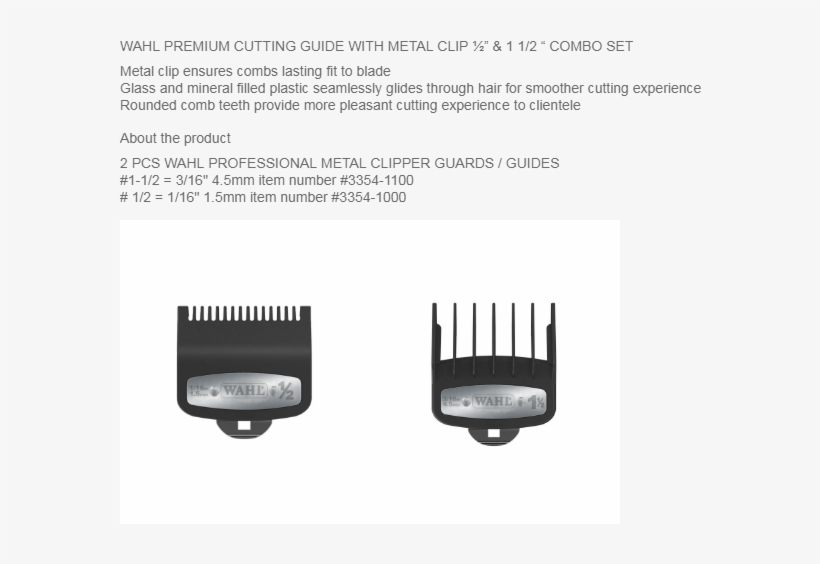 2 Pcs Wahl Premium Clipper Cutting Guides Guards Metal - Wahl 12inch Premium Cutting Guide With Metal Clip, transparent png #5030502