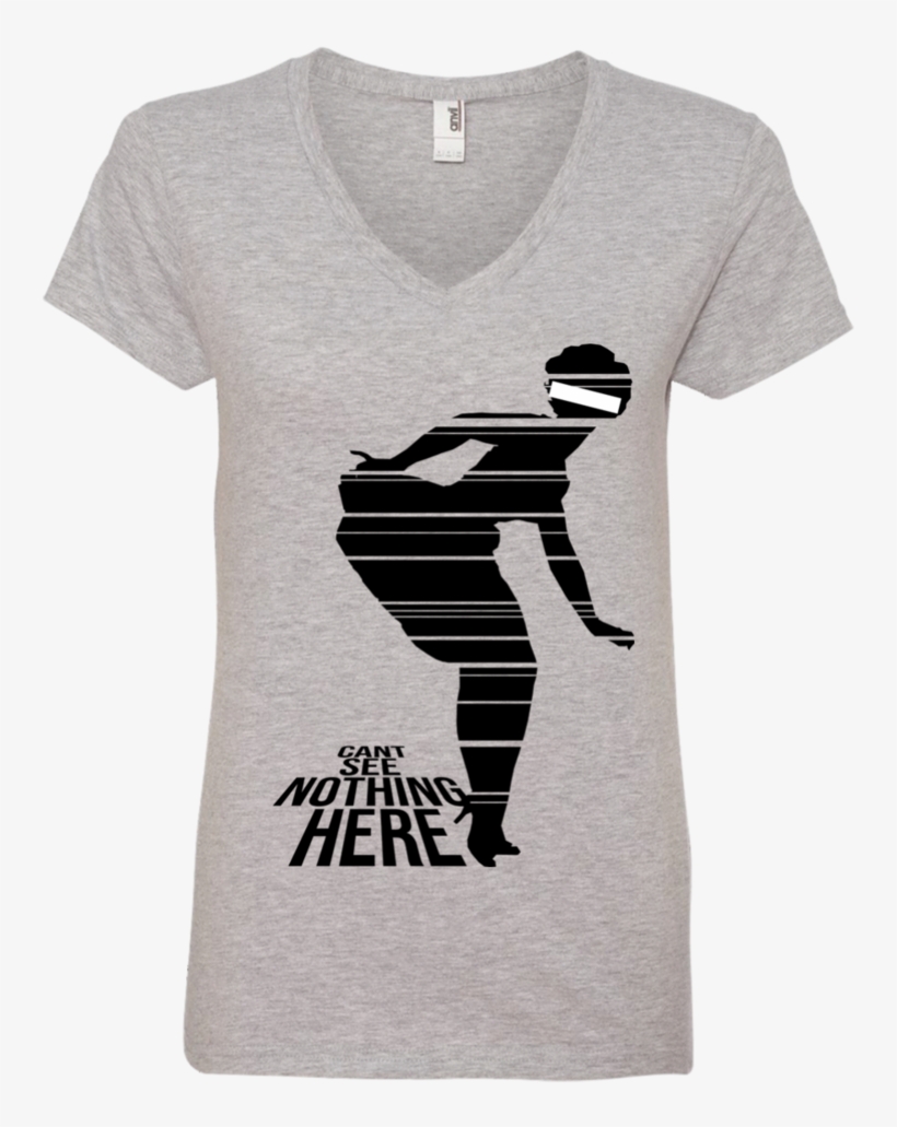 Cant See Nothing Here Vintage Girl Ladies' V-neck - T-shirt, transparent png #5032615