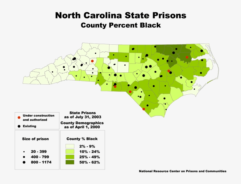 Prisons And County Percent Black Prison A - Nc Counties Black Population, transparent png #5033271