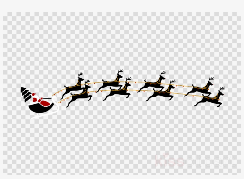 Download Santa Reindeer Silhouette No Background Clipart - Santa And Reindeer Png, transparent png #5033560