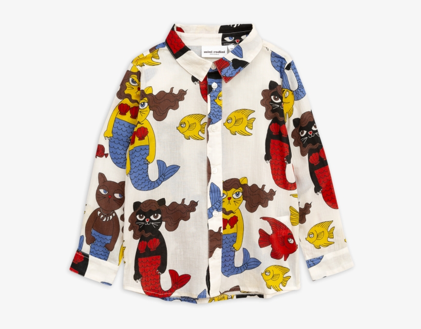 Exclusive Cat Mermaid Woven Shirt, transparent png #5034174