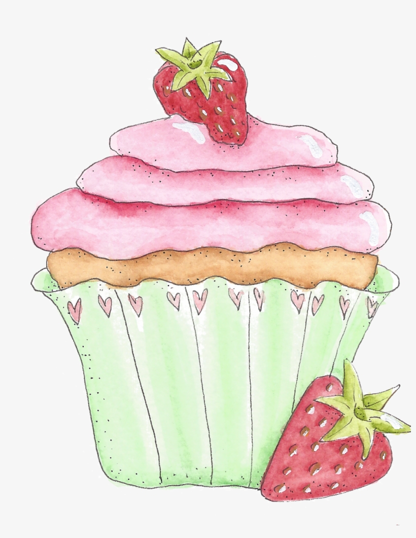 Cupcake Love Cupcake Illustration, Cupcake Art, Love - Cupcake With Strawberry Clipart, transparent png #5035330