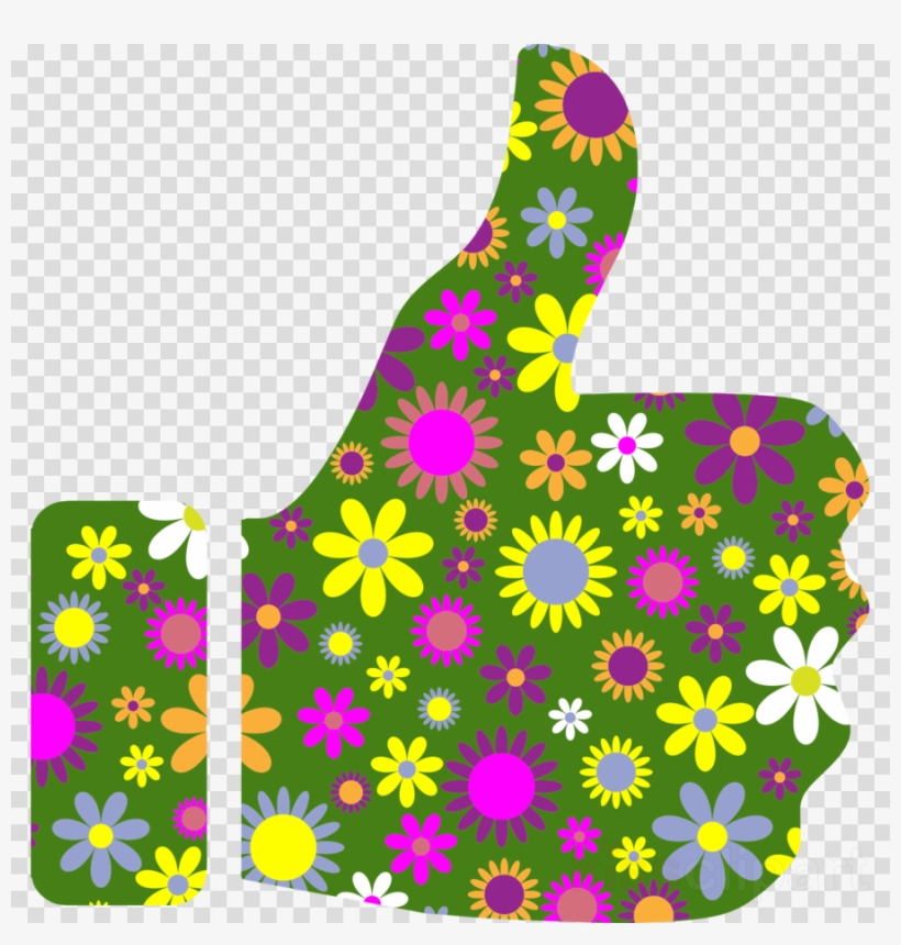 Download Flower Thumbs Up Clipart Thumb Signal Floral - Retro Blumenmuster - Siebzigerjahre Blumen-tapete Karte, transparent png #5038676