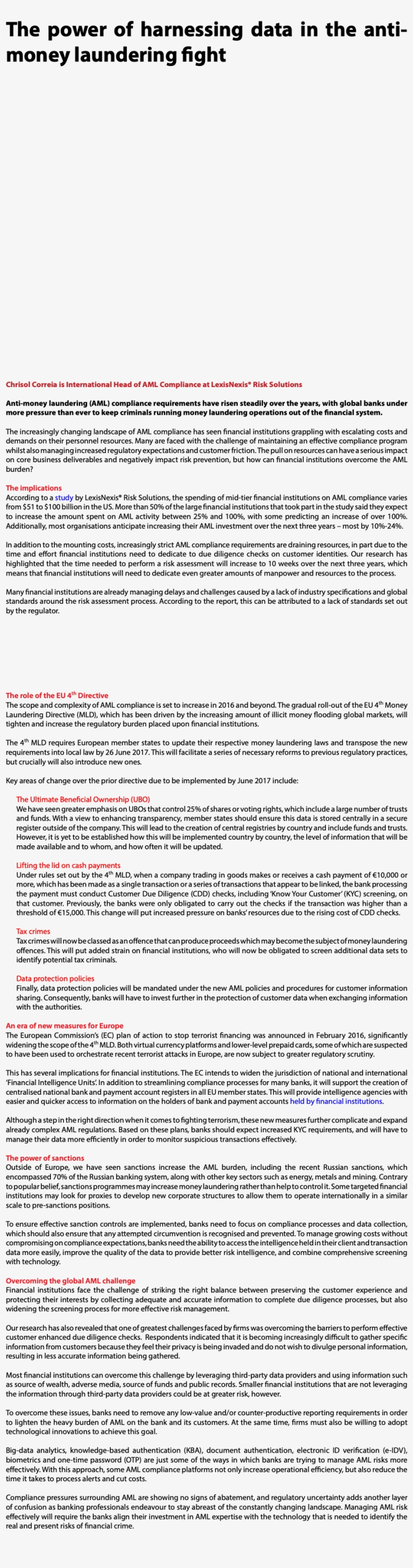 The Power Of Harnessing Data In The Anti-money Laundering - Document, transparent png #5039129