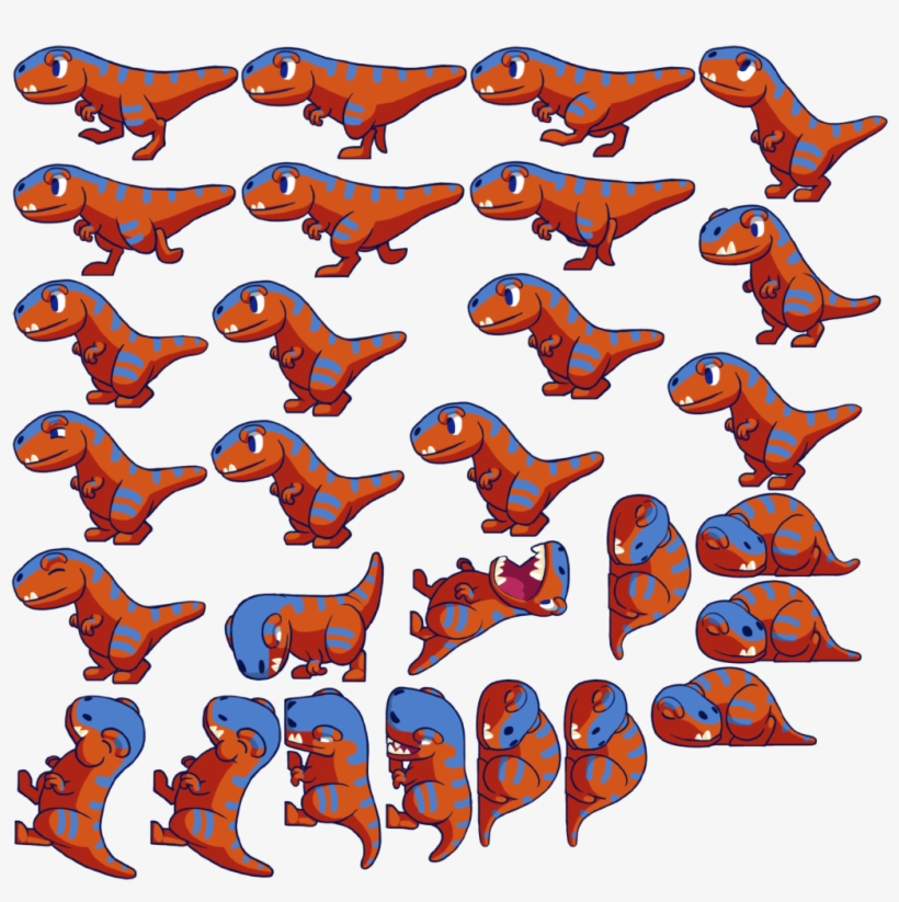Dinosaur Trex - Dino Sprite Sheet, transparent png #5041340