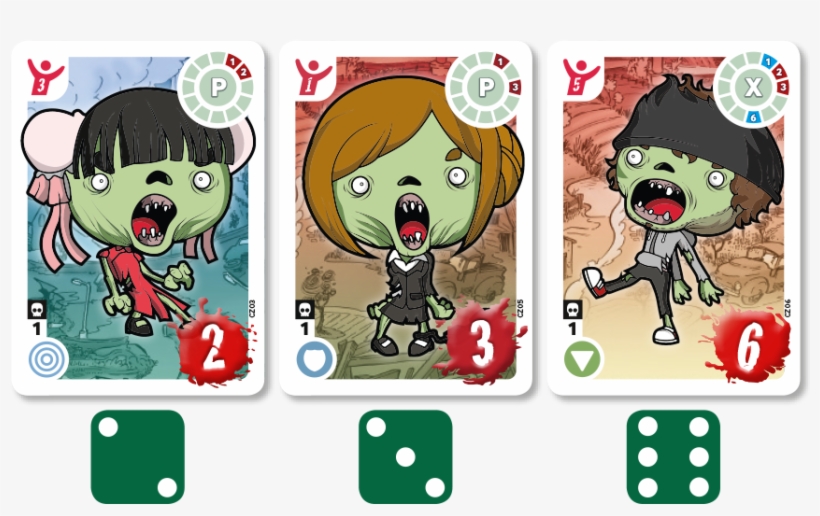 Using 3 Battle Dice To Defeat 3 Zombies - Cartoon, transparent png #5041916