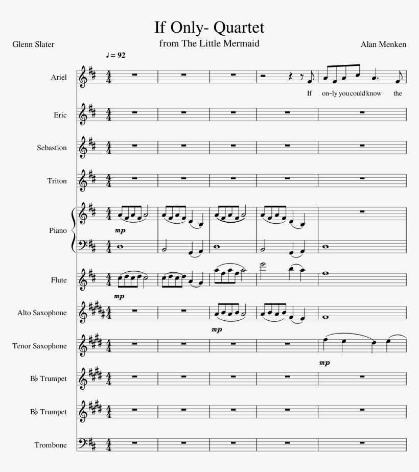 If Only Tlm Sheet Music For Piano, Flute, Voice, Alto - If Only (quartet), transparent png #5044251