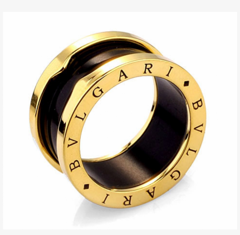 Bvlgari Gold Plated Ring - Anillo Bulgari Oro Amarillo Y Ceramica Negra, transparent png #5051483