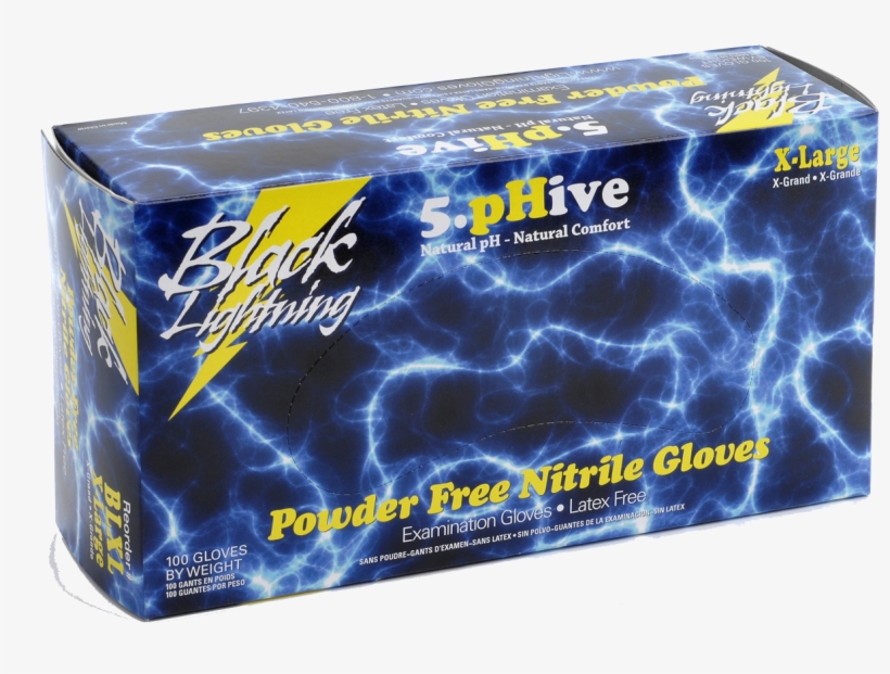 Black Lightning Gloves - Atlantic Safety Bl-l Case Black Lightning Powder Nitrile, transparent png #5051550