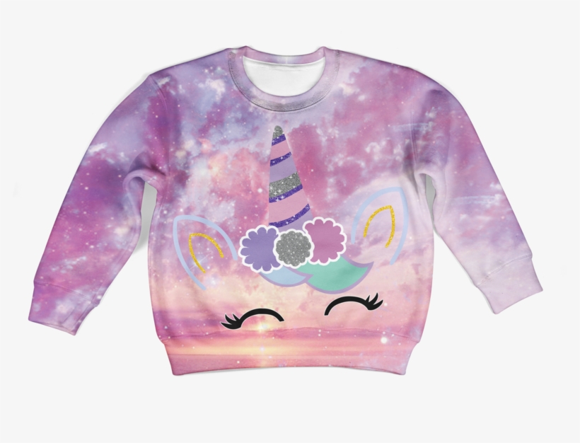 3d Cute Unicorn Kid Full Print Hoodie T Shirt - Long-sleeved T-shirt, transparent png #5055343