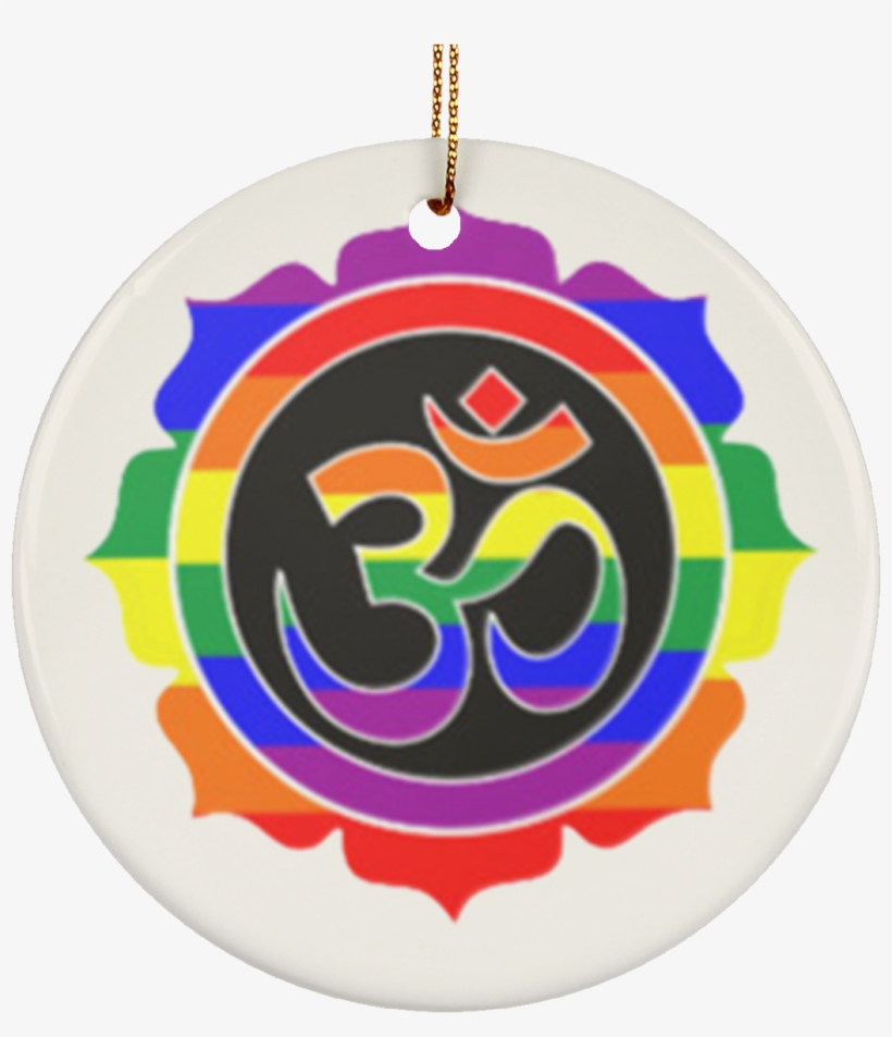 Rainbow Om Symbol Ceramic Circle Ornament - Necklace, transparent png #5055729
