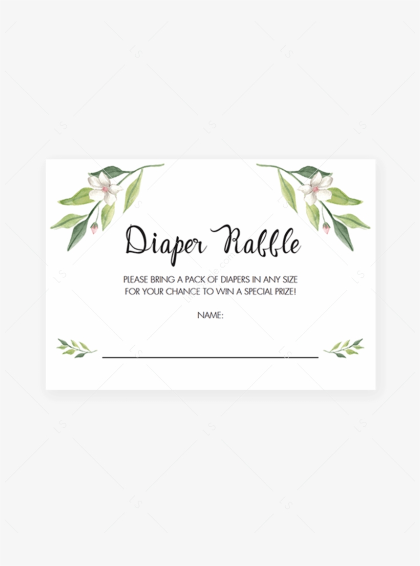 Green Foliage Baby Shower Diaper Raffle Tickets Printable - Baby Shower, transparent png #5055731