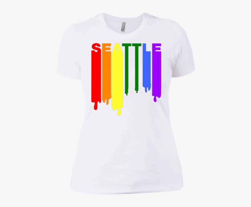 Seattle Rainbow Wet Paint Lgbt Gay Pride T-shirt Https - Seattle Gay Pride Rainbow Cityscape Plus Size T-sh, transparent png #5058109