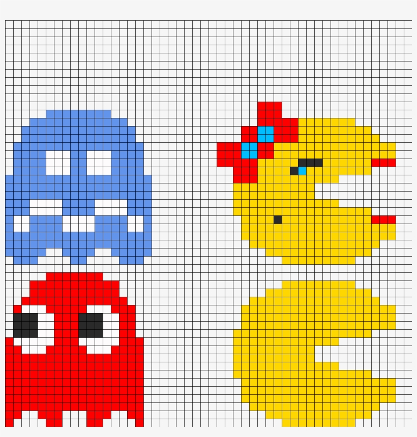 8bit Pacman Ghosts Pt2 Bead Pattern - Perler Beads Pac Man Ghost, transparent png #5058764
