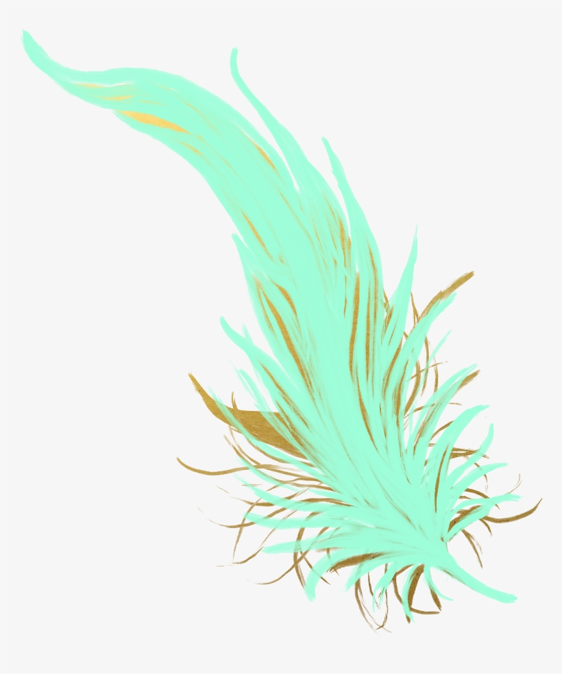 Feathers Feather Pastel Golden Gold Teal Mintgreen - Feather, transparent png #5058980