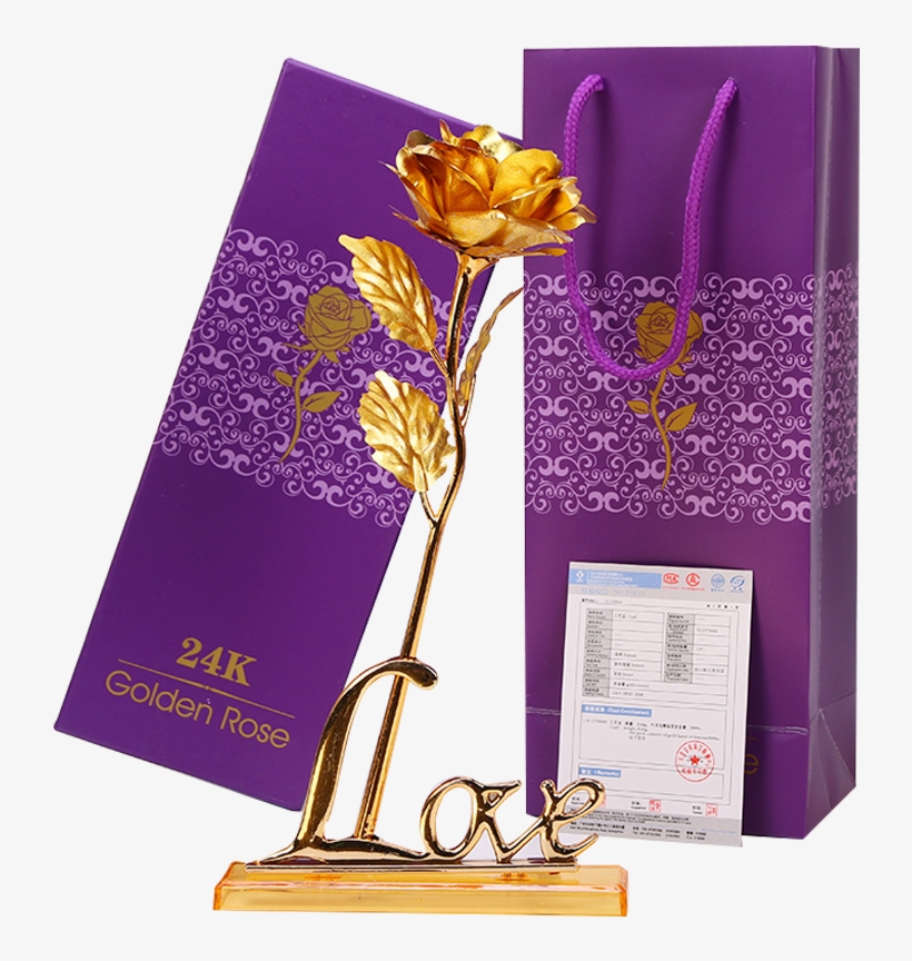 Roses Creative Birthday Gifts For Girlfriends Girl - Blueberry Cannon 24k Gold Foil Rose Long Stem Rose, transparent png #5060152