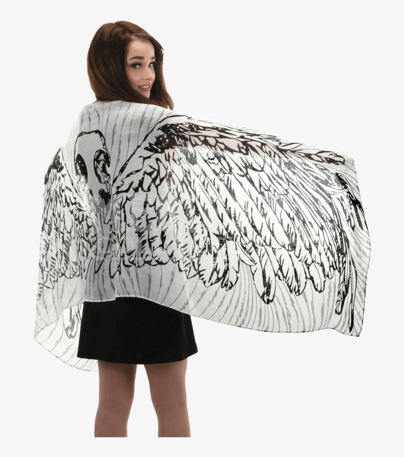 Lightweight White Feather Wing Scarf - Lightweight White Feather Wings Scarf, transparent png #5068120