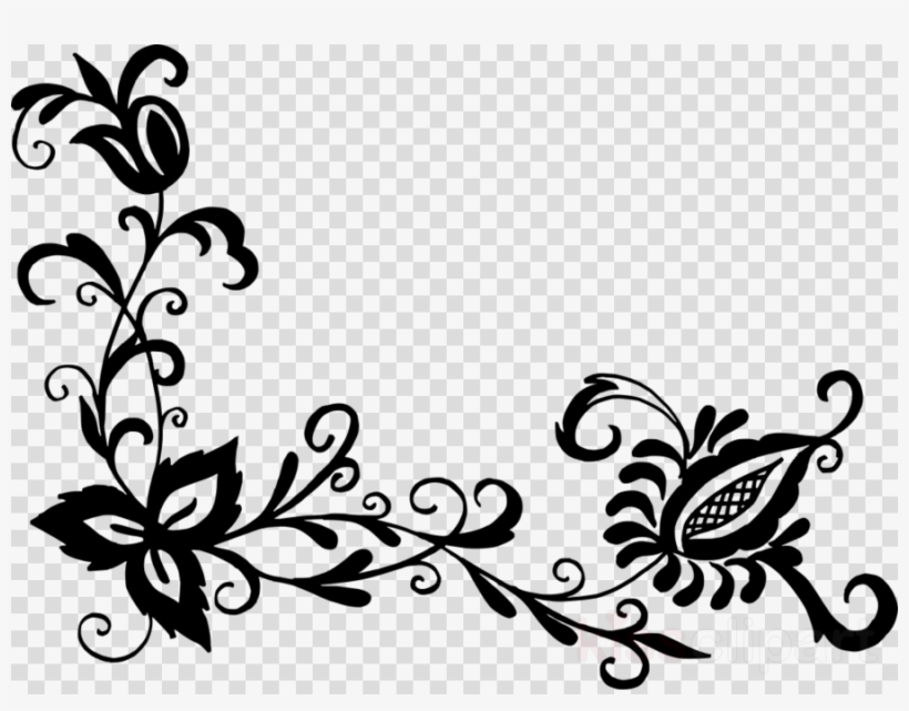 Black Flower Pattern Png Clipart Flower Designs Floral - Offer Flower Designs Drawing, transparent png #5068619