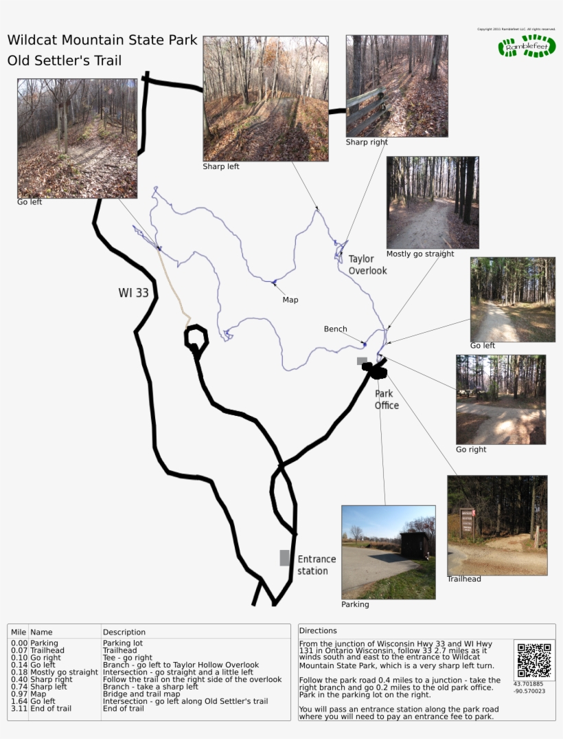 Printable Trail Map In Png Format - Wildcat Mountain Falls Wi, transparent png #5068621