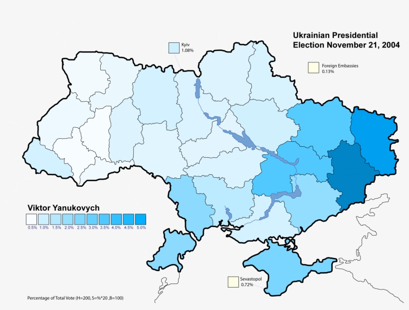 Ukraine Presidential Nov 2004 Vote A - Map Of Annexed Ukraine, transparent png #5069408