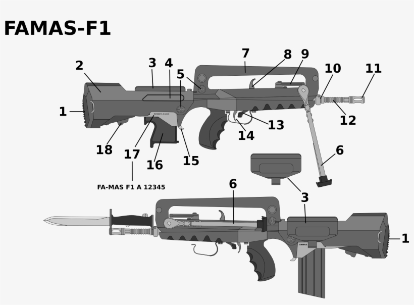 Famas-f1 Parts Assembled - Arme De L Armée De Terre, transparent png #5071398