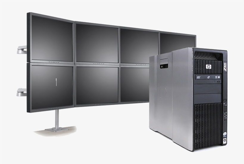 8 Display Trading Workstation Multi Monitor Hp Z800 Computer X2 X5570