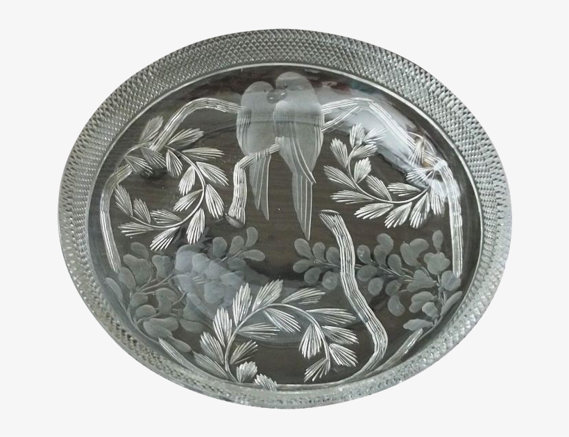 Libbey American Brilliant Cut Glass Wisteria Bowl With - Milk Spot Silver Coin, transparent png #5079255