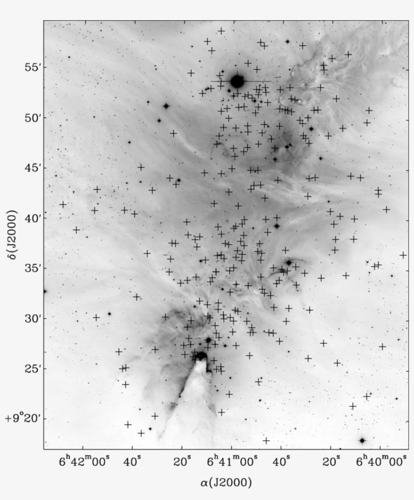 Highest Concentration Of H Emission Line Stars Is Located - Monochrome, transparent png #5081528