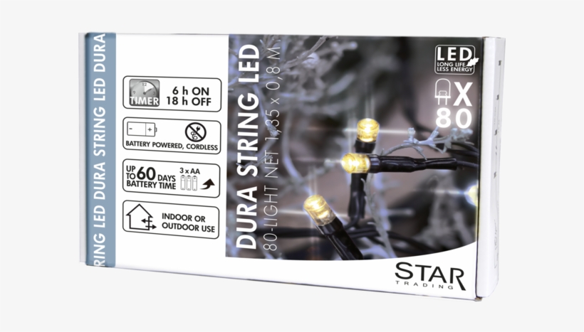 Net Light Dura String Led - Star Battery Operated Led Dura String Light Set With, transparent png #5082124