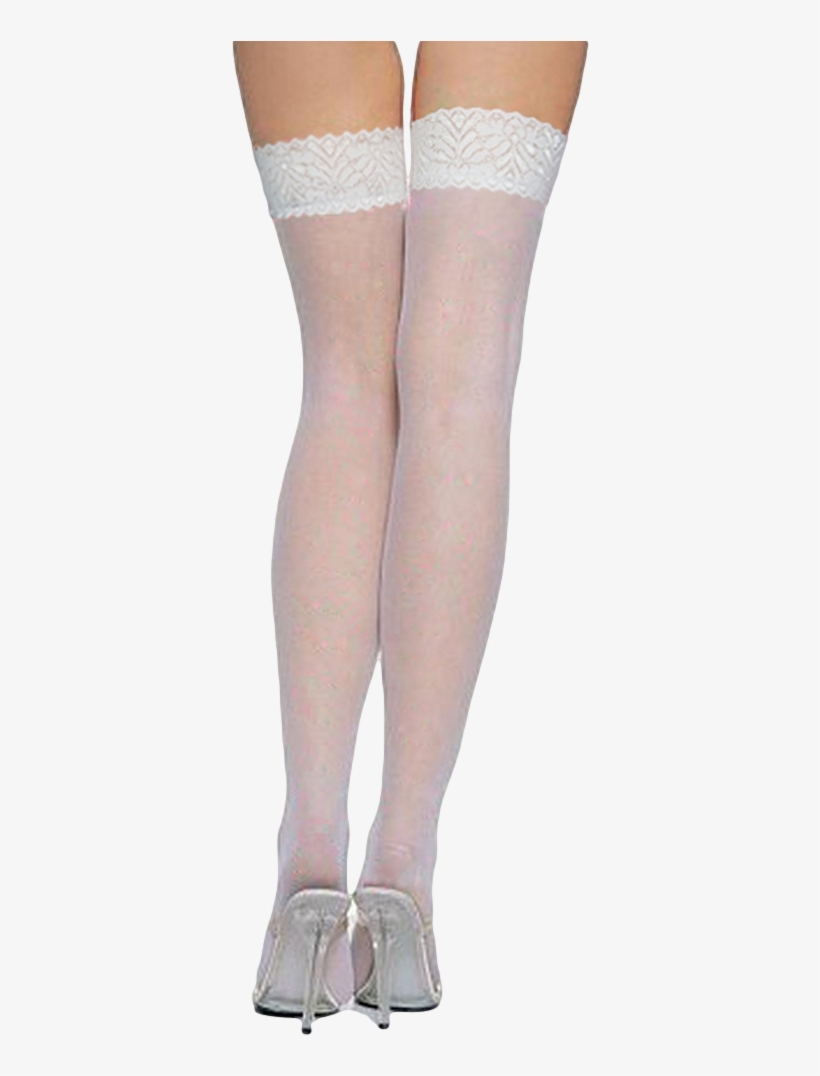 Ladies White Lace Top Stockings - Stocking, transparent png #5086559