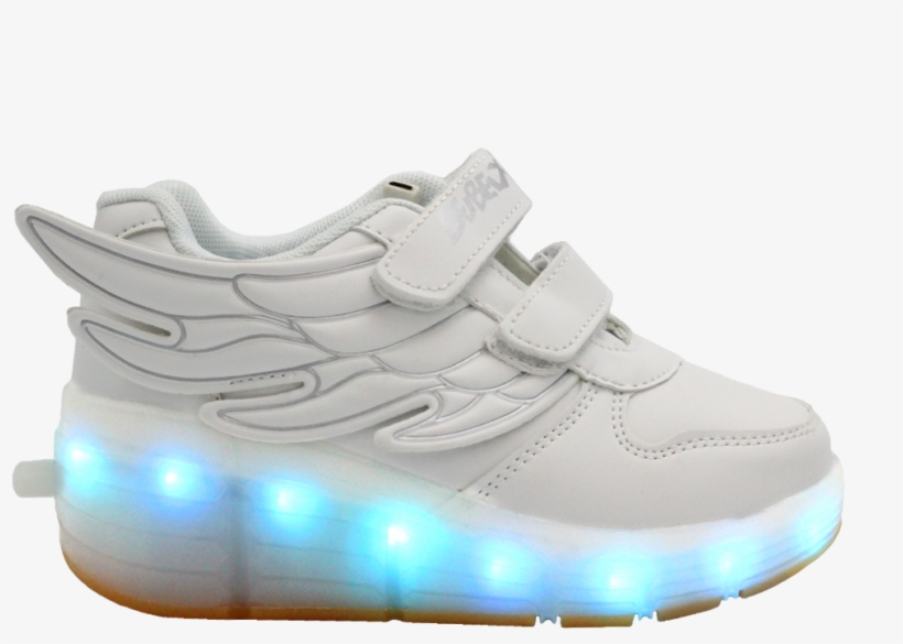 Kids White Ledshoes Rollingwheel Hightop - Galaxy Shoes Kids Low Top Wing Roller (white), transparent png #5086778