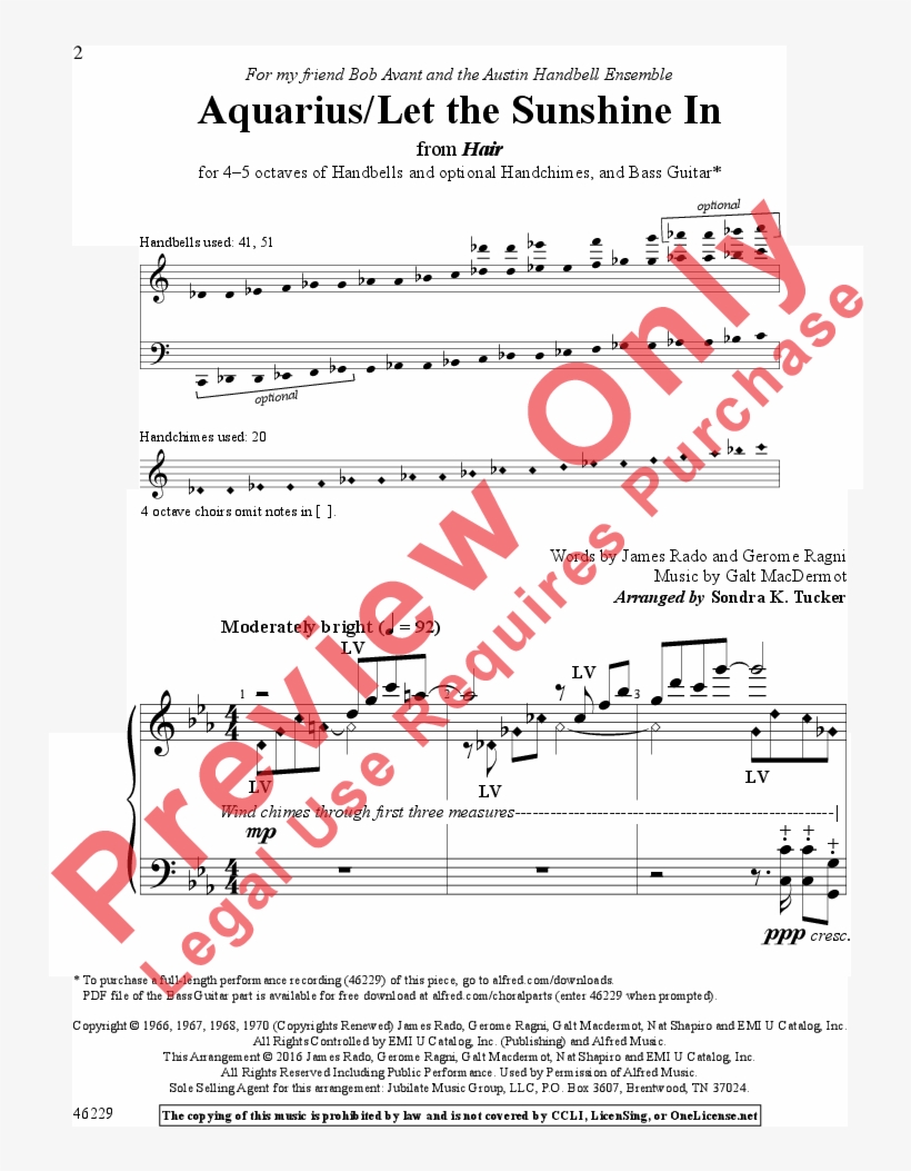 Aquarius/let The Sunshine In Thumbnail - Toto Africa Sheet Music Score, transparent png #5087169