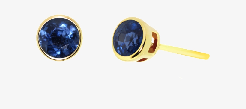 Classic Round Stud Earrings Blue Sapphire - 9 Ct Gold With Rose France, Amethyst And Garnet Earring, transparent png #5087477