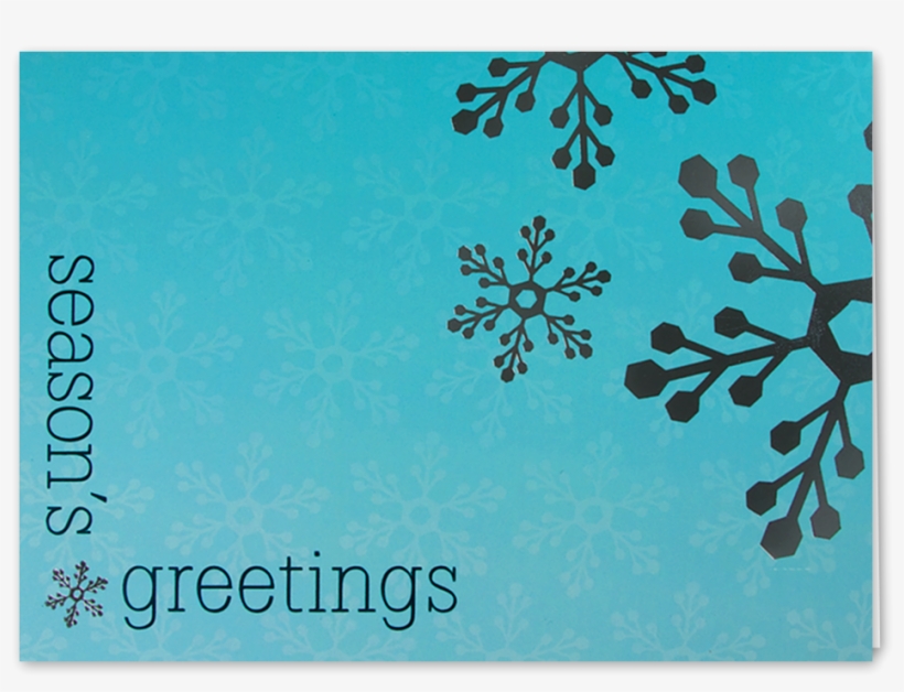 Picture Of Silver Snowflakes Greeting Card - Season's Greetings Silver & Blue Holiday Greeting, transparent png #5093790