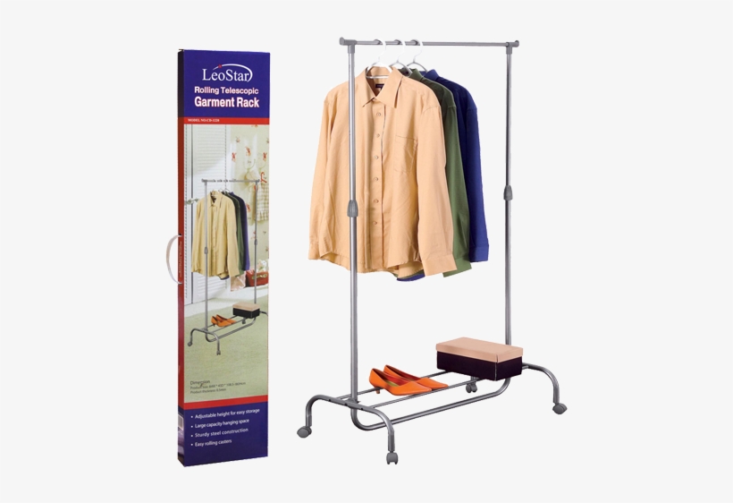 Leostar Cd-1220 Rolling Telescopic Garment Rack - Clothing, transparent png #5095825