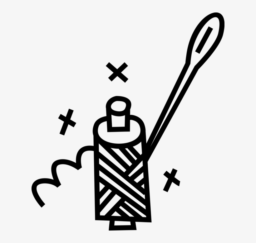 Picture Black And White Needle And Thread Image Illustration - Illustration, transparent png #5097007