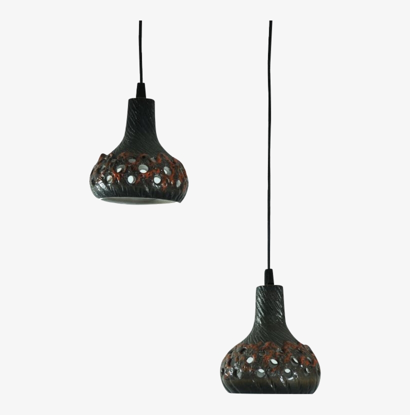 Set Of 2 Ceramic Hanging Lamps From The 70s - 1970s, transparent png #5098107