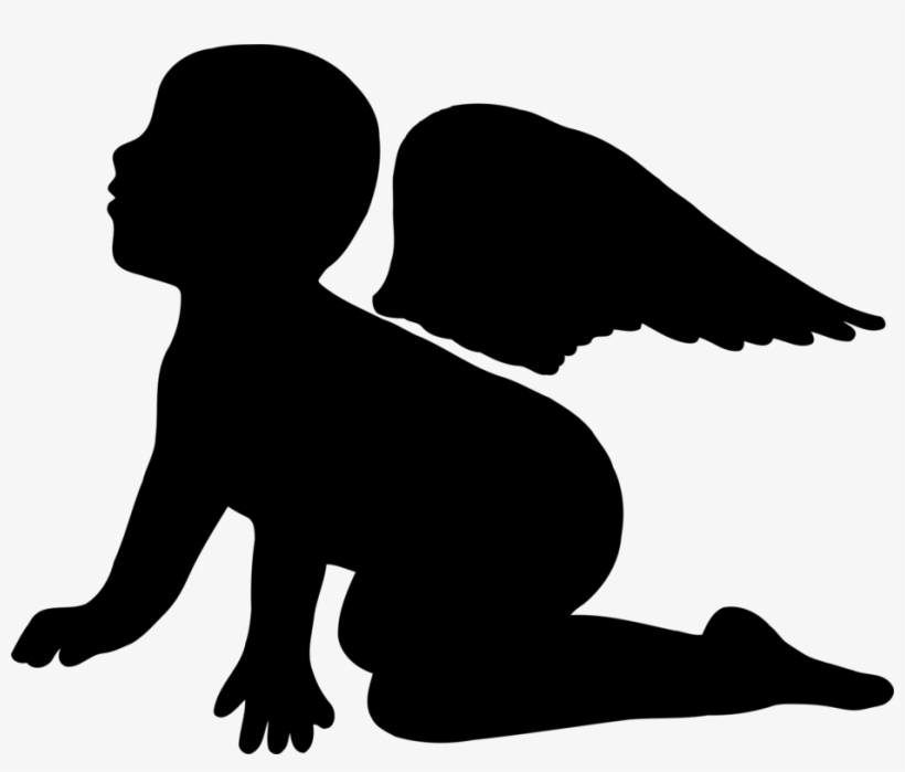 Cherub Angel Silhouette Cupid - Boy Angel Silhouette Png, transparent png #511973