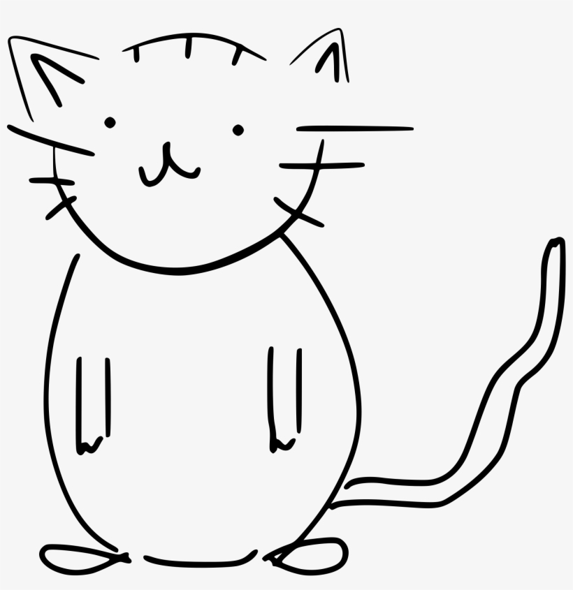 Open - Black And White Cat Sketch, transparent png #512087