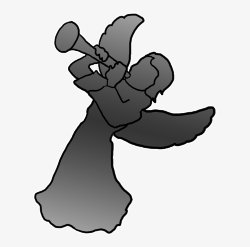 Funny Little Cherub Drawing, Angel With Trumpet Silhouette - Clip Art, transparent png #512724