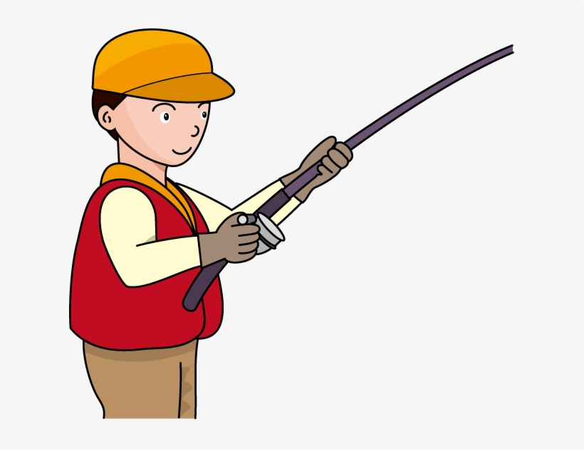 Fishing Pole Fishing Rod And Reel Clipart Kid Image - Clipart Fisherman With Rod, transparent png #513276