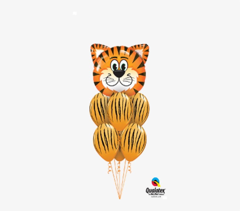 Luxury Tiger Stripes Bouquet - 14" Airfill Only Tickled Tiger - Mylar Balloons Foil, transparent png #514212