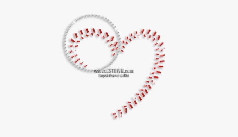 Shiny Baseball Heart Iron On Rhinestone Nailhead Transfer - Heart, transparent png #514587