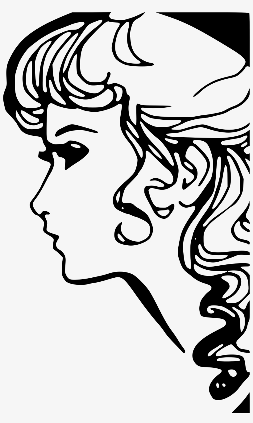 Pretty Girl Face Clip Art - Woman In Profile Art, transparent png #514901