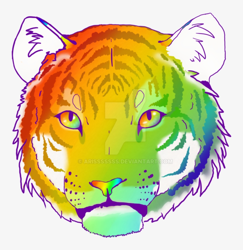 Rainbow Tiger By Arisssssss On Deviantart Banner Free - Rainbow Tiger Transparent, transparent png #514926